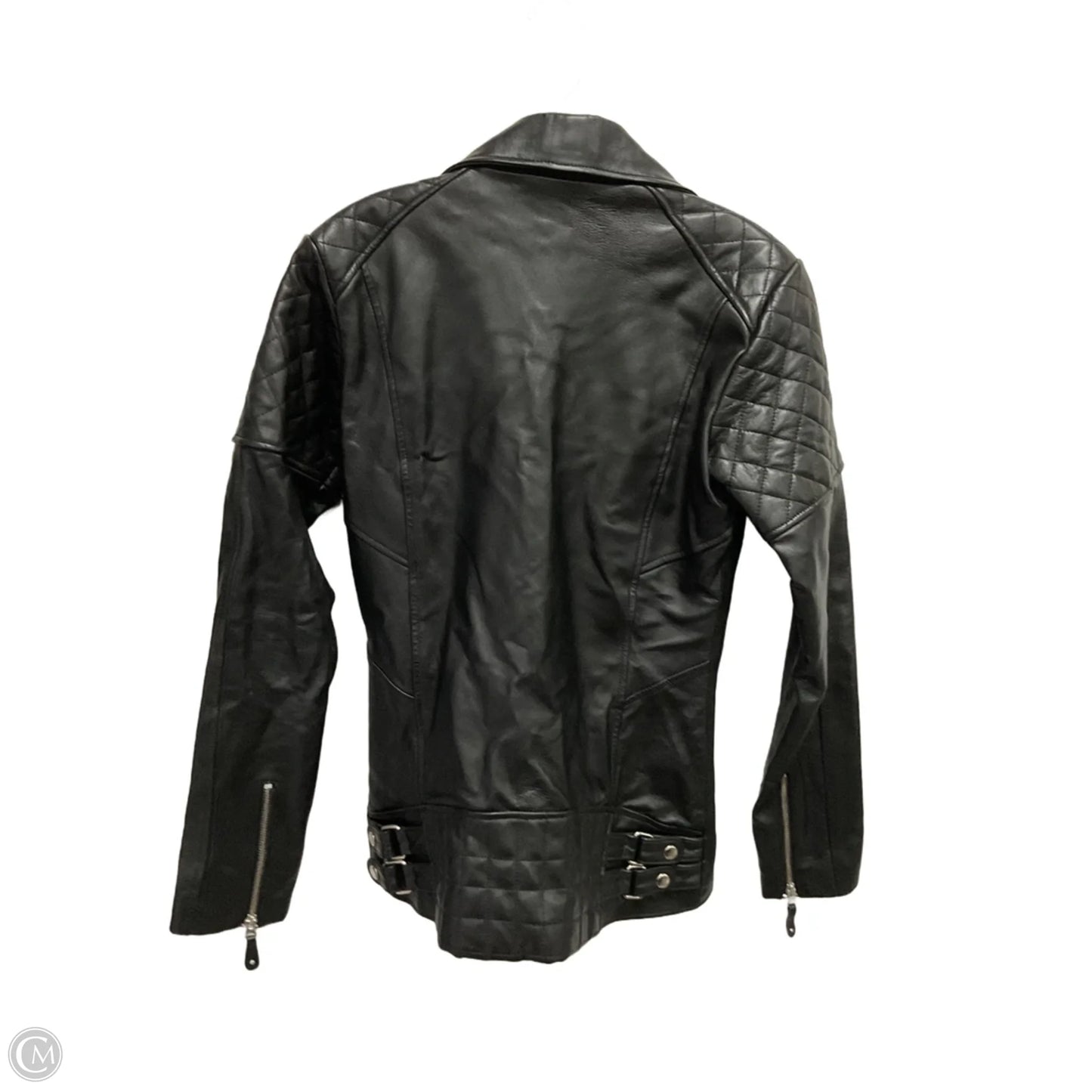 Jacket Moto Leather By Cmb In Black, Size: M