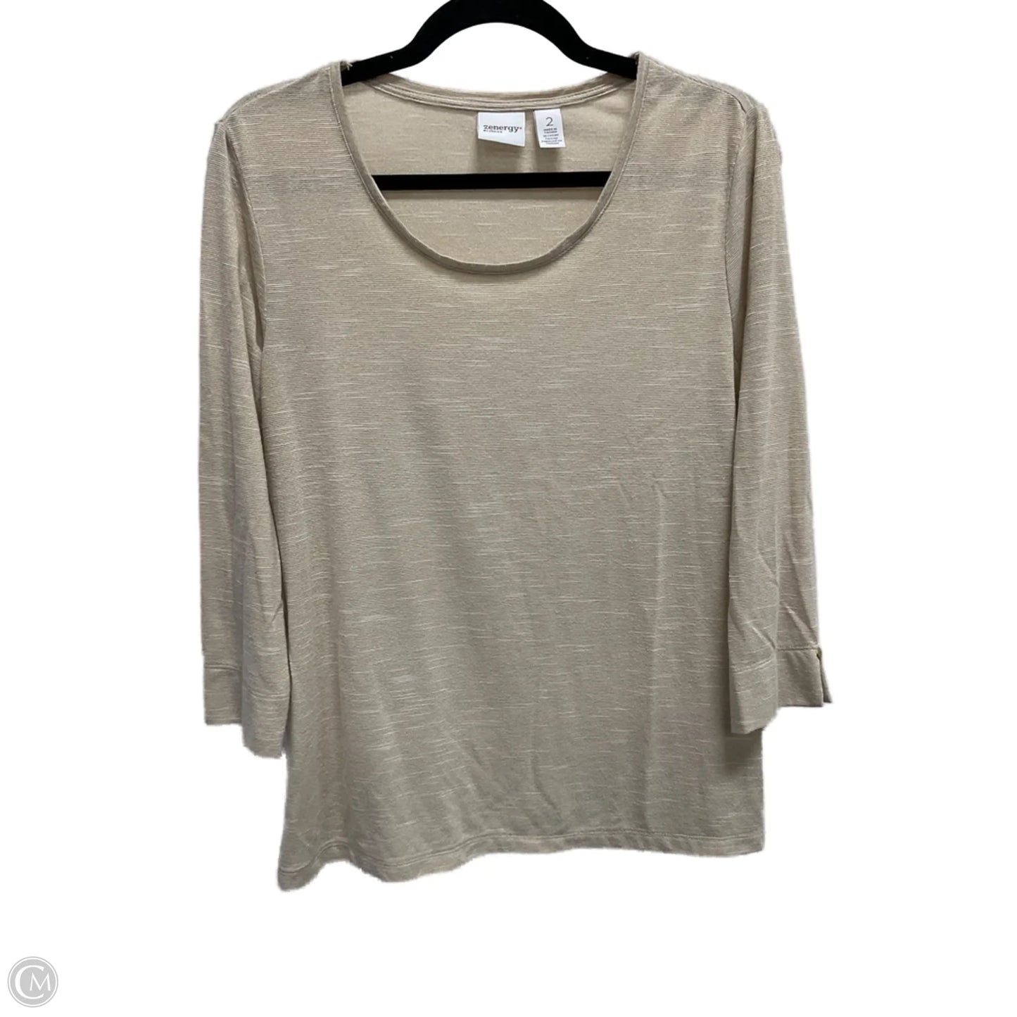 Top Long Sleeve By Zenergy By Chicos In Gold, Size: L