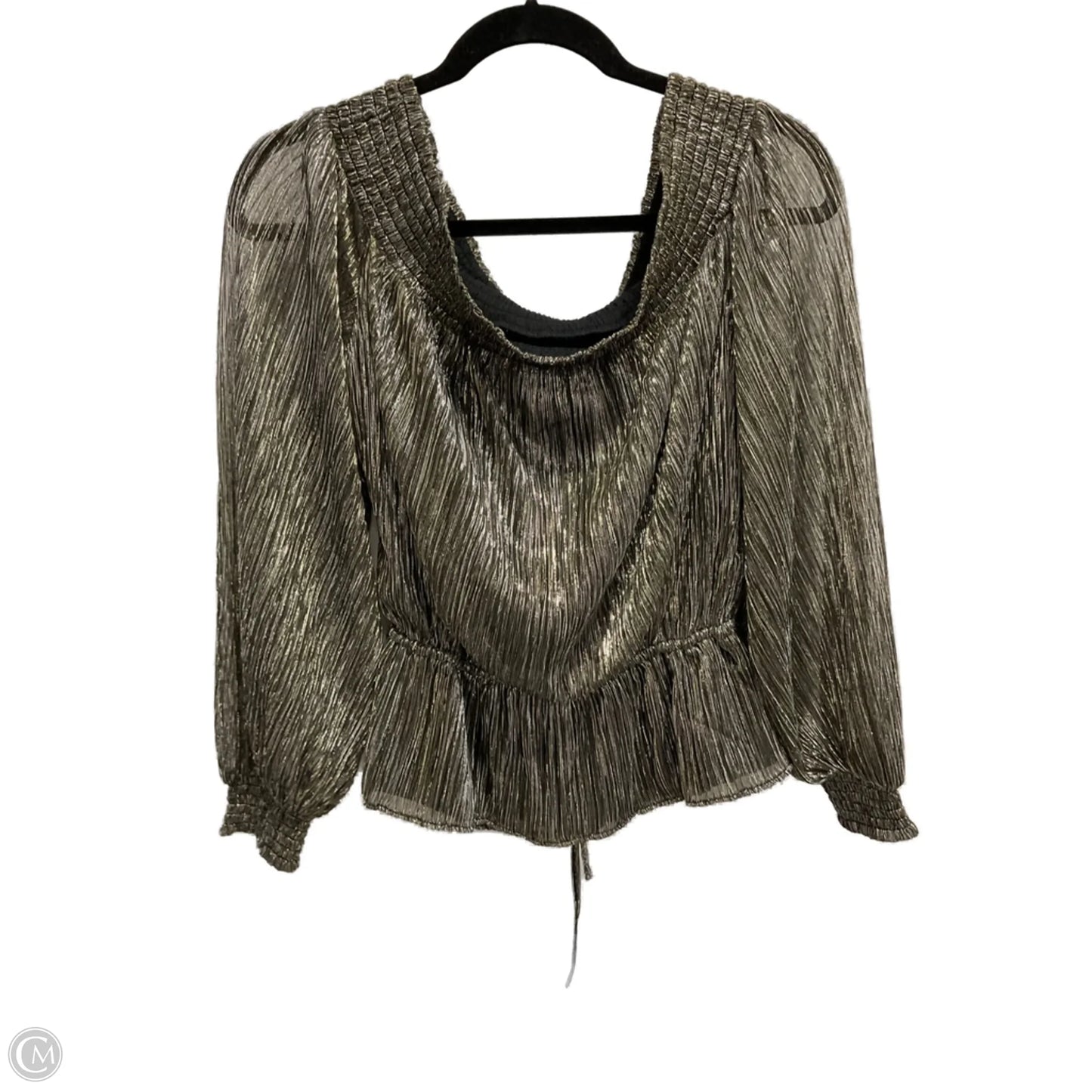 Blouse Long Sleeve By White House Black Market In Black & Gold, Size: S