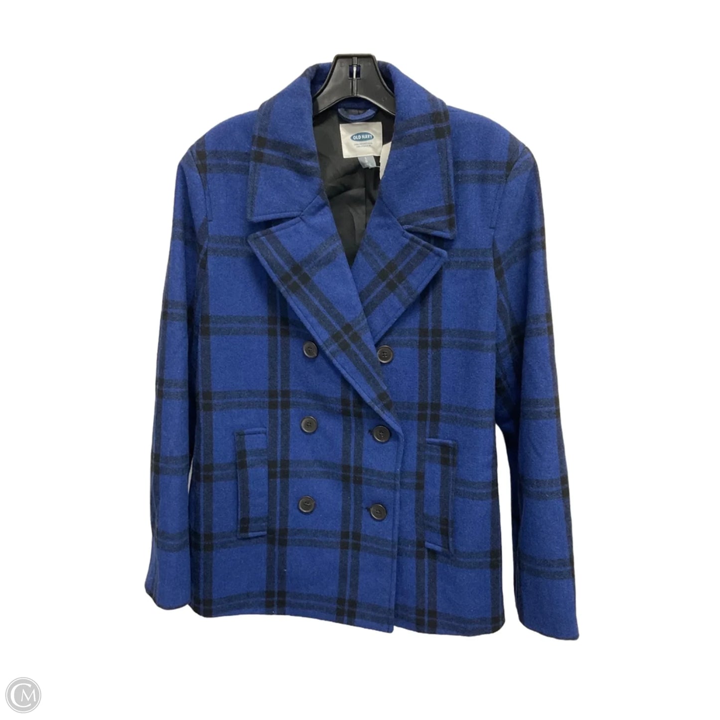 Coat Wool By Old Navy In Black & Blue, Size: L