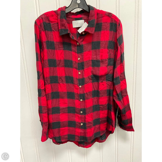 Top Long Sleeve By Lucky Brand In Black & Red, Size: L