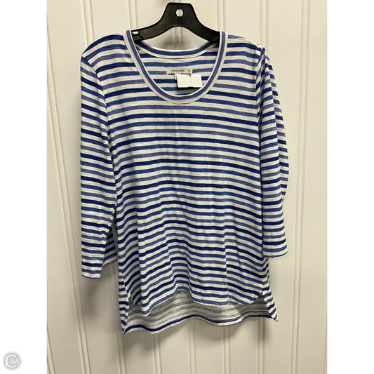 Top Long Sleeve Basic By Chicos In Striped Pattern, Size: L