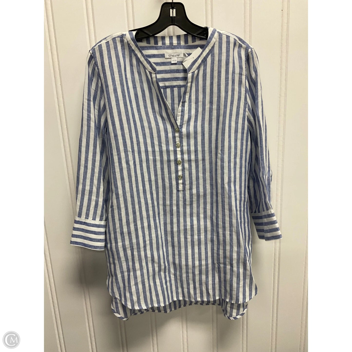 Top Long Sleeve By Chicos In Striped Pattern, Size: M