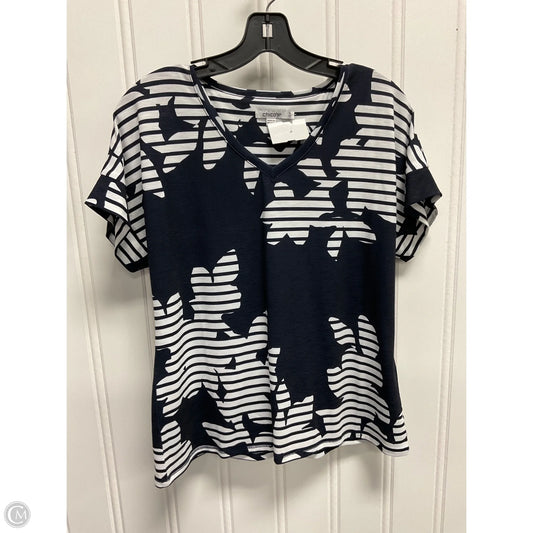 Top Short Sleeve By Chicos In Blue & White, Size: S