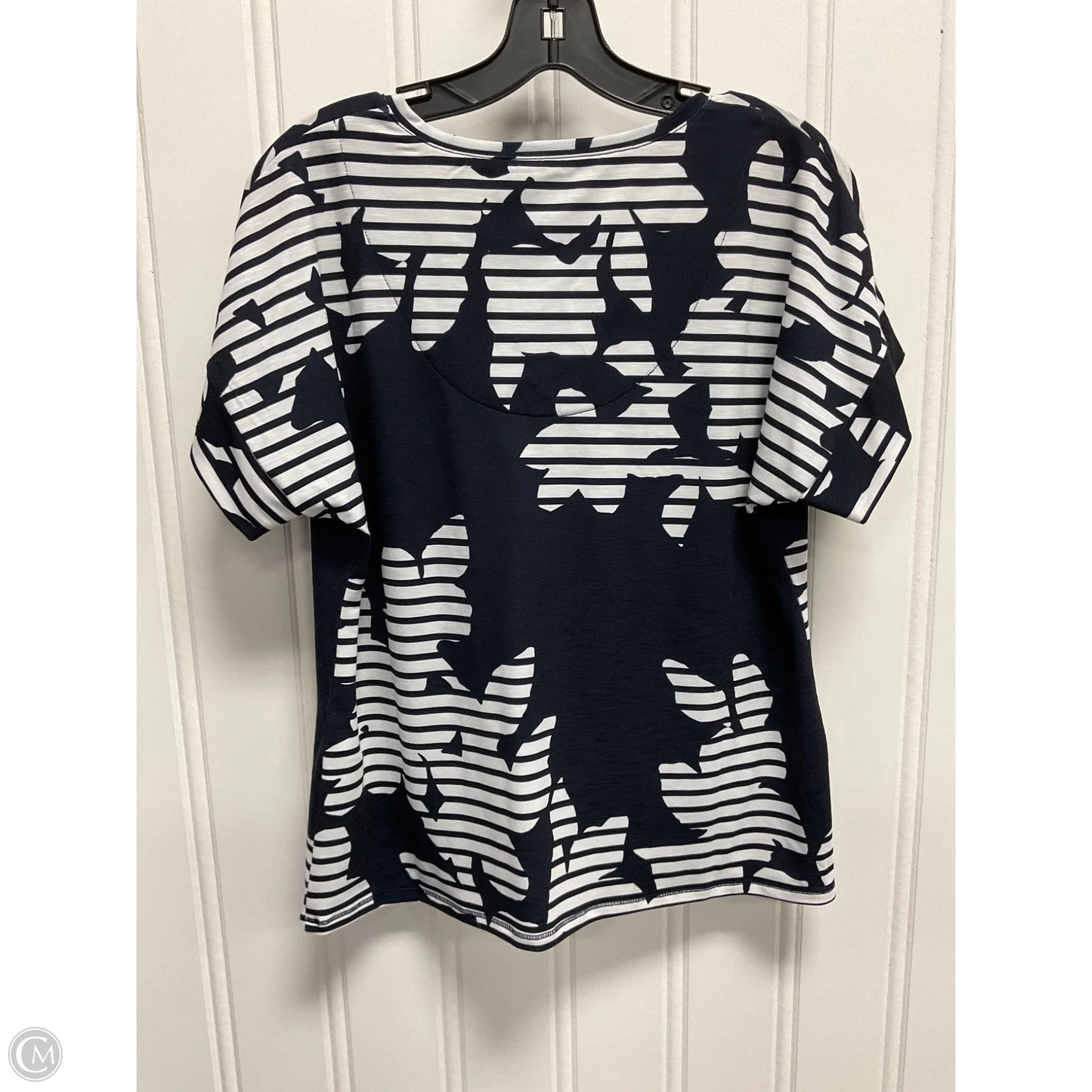 Top Short Sleeve By Chicos In Blue & White, Size: S