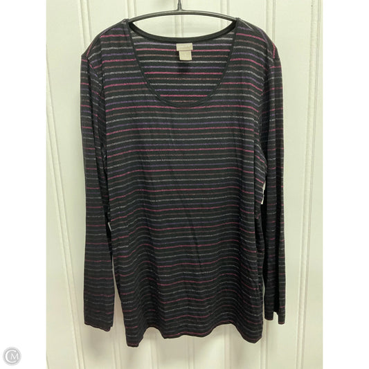 Top Long Sleeve Basic By Chicos In Striped Pattern, Size: Xl