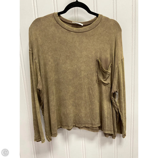 Top Long Sleeve By Zenana In Green, Size: L