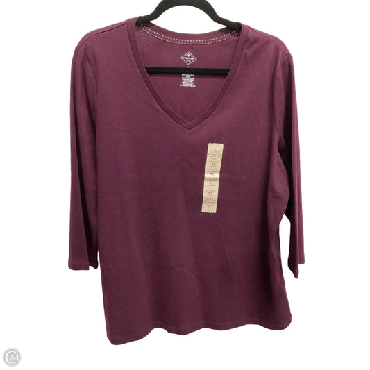 Top 3/4 Sleeve Basic By St Johns Bay In Purple, Size: Xl