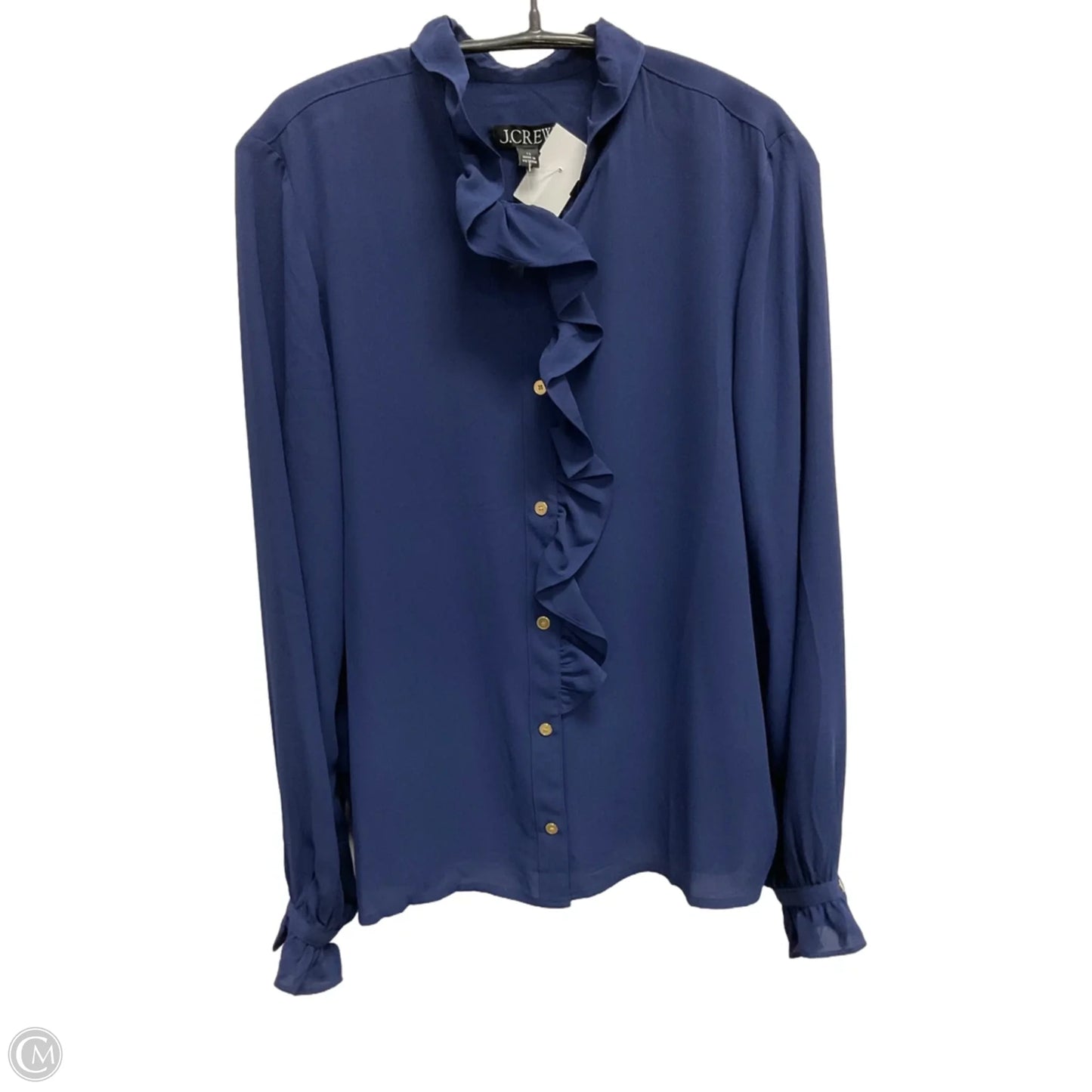 Blouse Long Sleeve By J. Crew In Blue, Size: L