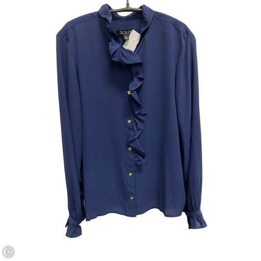 Blouse Long Sleeve By J. Crew In Blue, Size: L