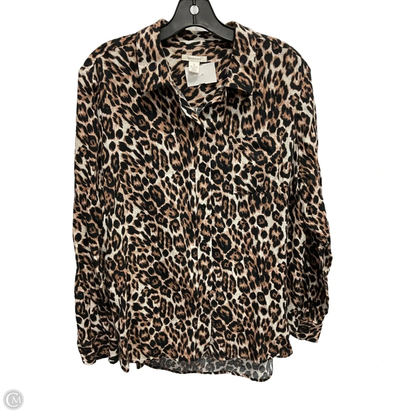 Top Long Sleeve By West Bound In Animal Print, Size: L