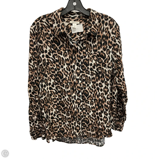 Top Long Sleeve By West Bound In Animal Print, Size: L