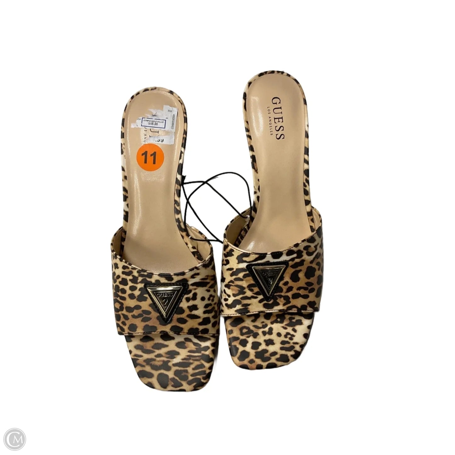 Sandals Heels Kitten By Guess In Animal Print, Size: 11