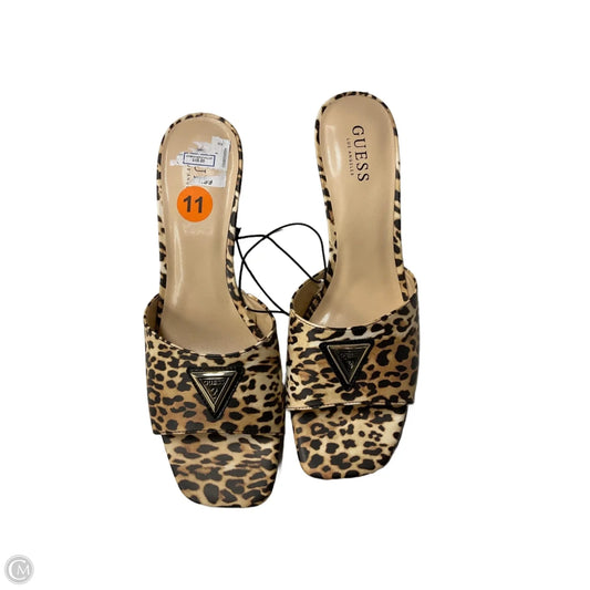 Sandals Heels Kitten By Guess In Animal Print, Size: 11