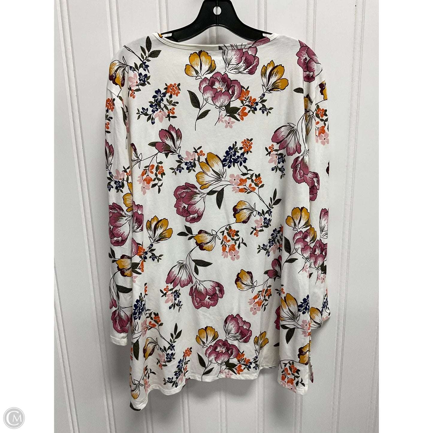 Top Long Sleeve Basic By Terra & Sky In Floral Print, Size: L