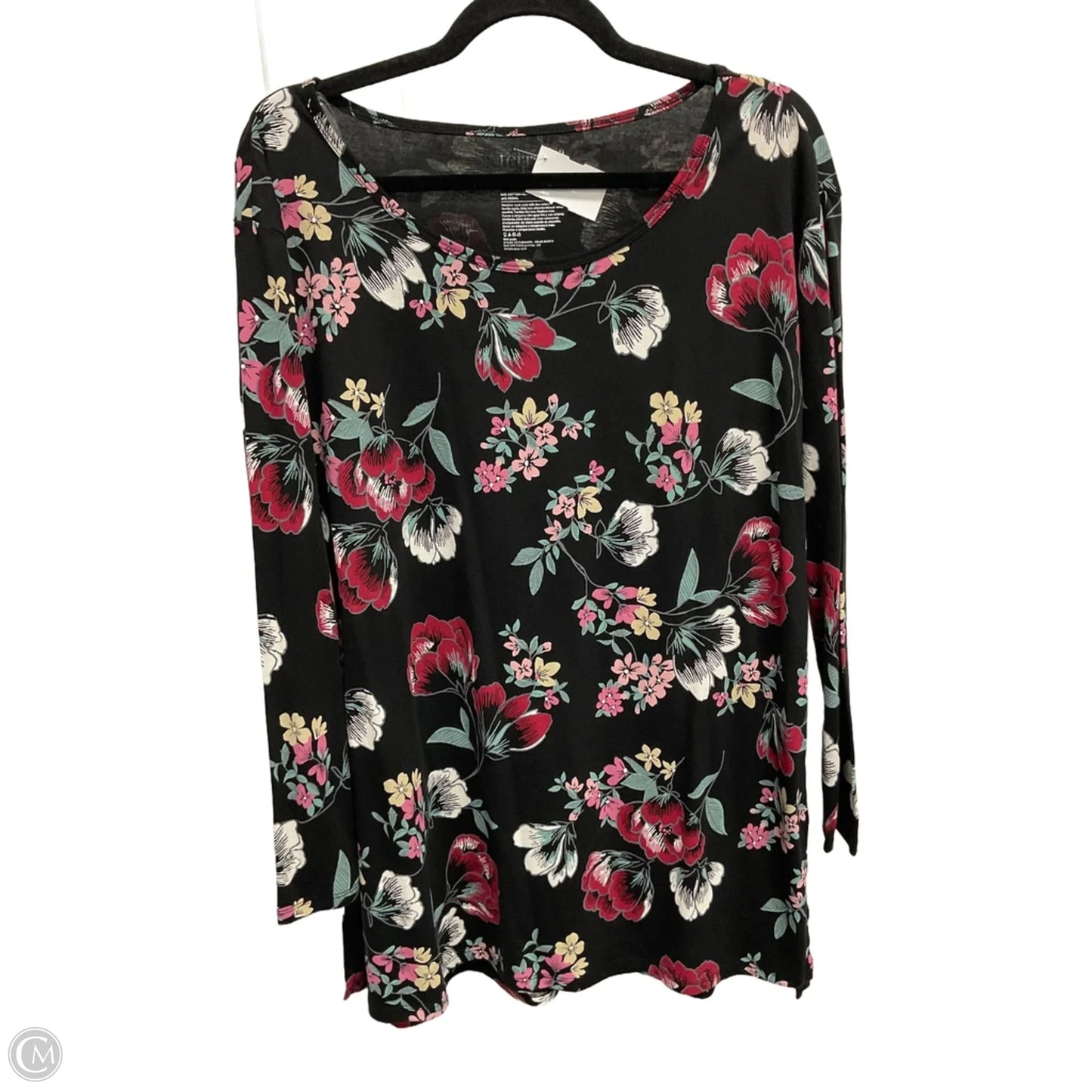 Top Long Sleeve Basic By Terra & Sky In Floral Print, Size: L