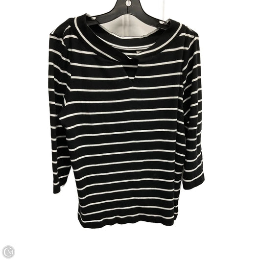 Top 3/4 Sleeve By Chicos In Striped Pattern, Size: L