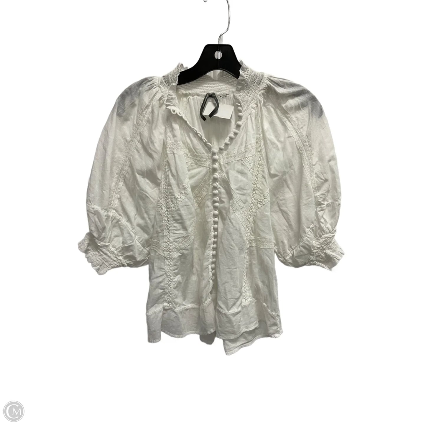 Blouse Short Sleeve By Anthropologie In White, Size: S