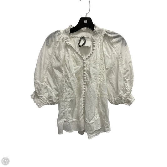 Blouse Short Sleeve By Anthropologie In White, Size: S