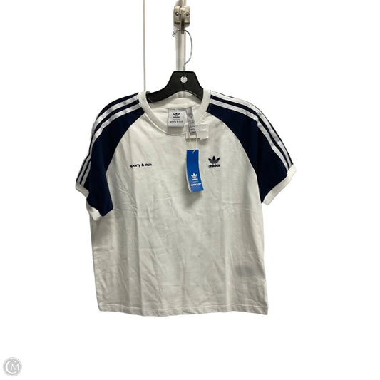 Top Short Sleeve By Adidas In Blue & White, Size: M