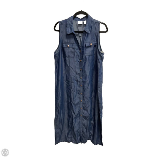 Dress Casual Maxi By Chicos In Blue Denim, Size: Lp
