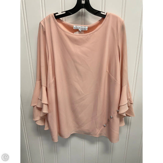 Blouse Long Sleeve By Badgley Mischka In Pink, Size: 2x