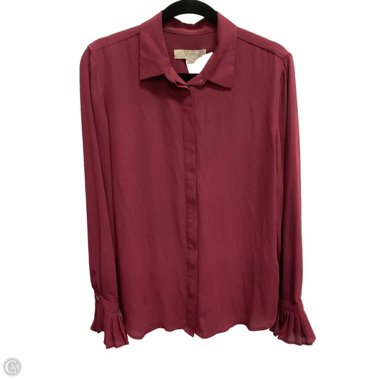 Blouse Long Sleeve By Loft In Maroon, Size: M