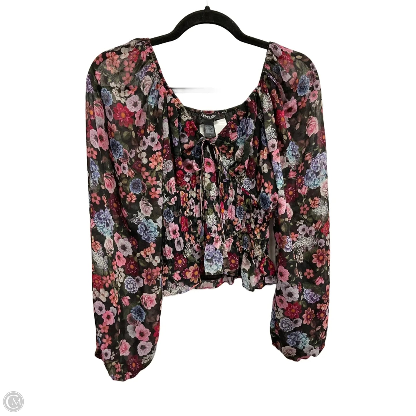 Blouse Long Sleeve By Express In Floral Print, Size: Xs