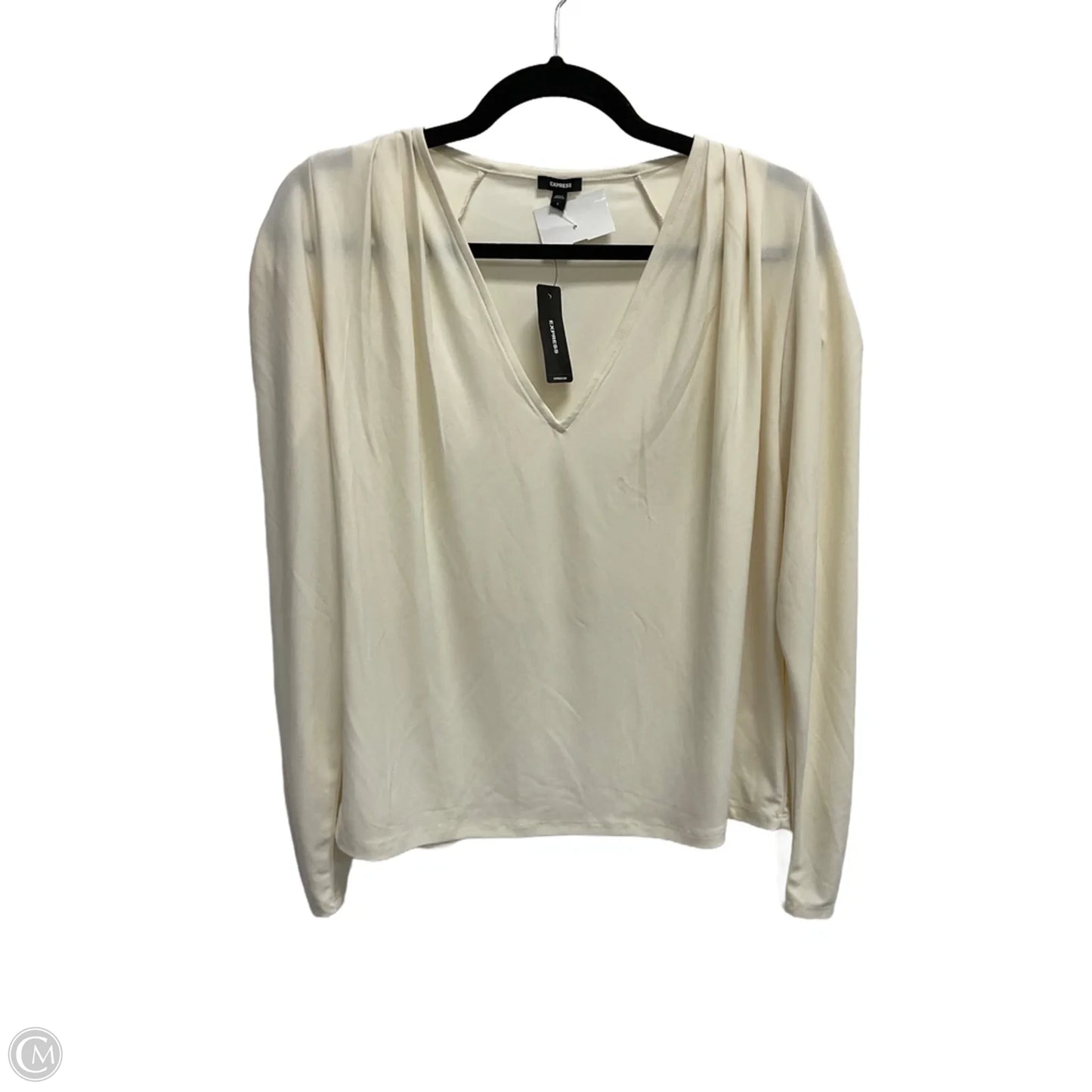 Blouse Long Sleeve By Express In Cream, Size: S
