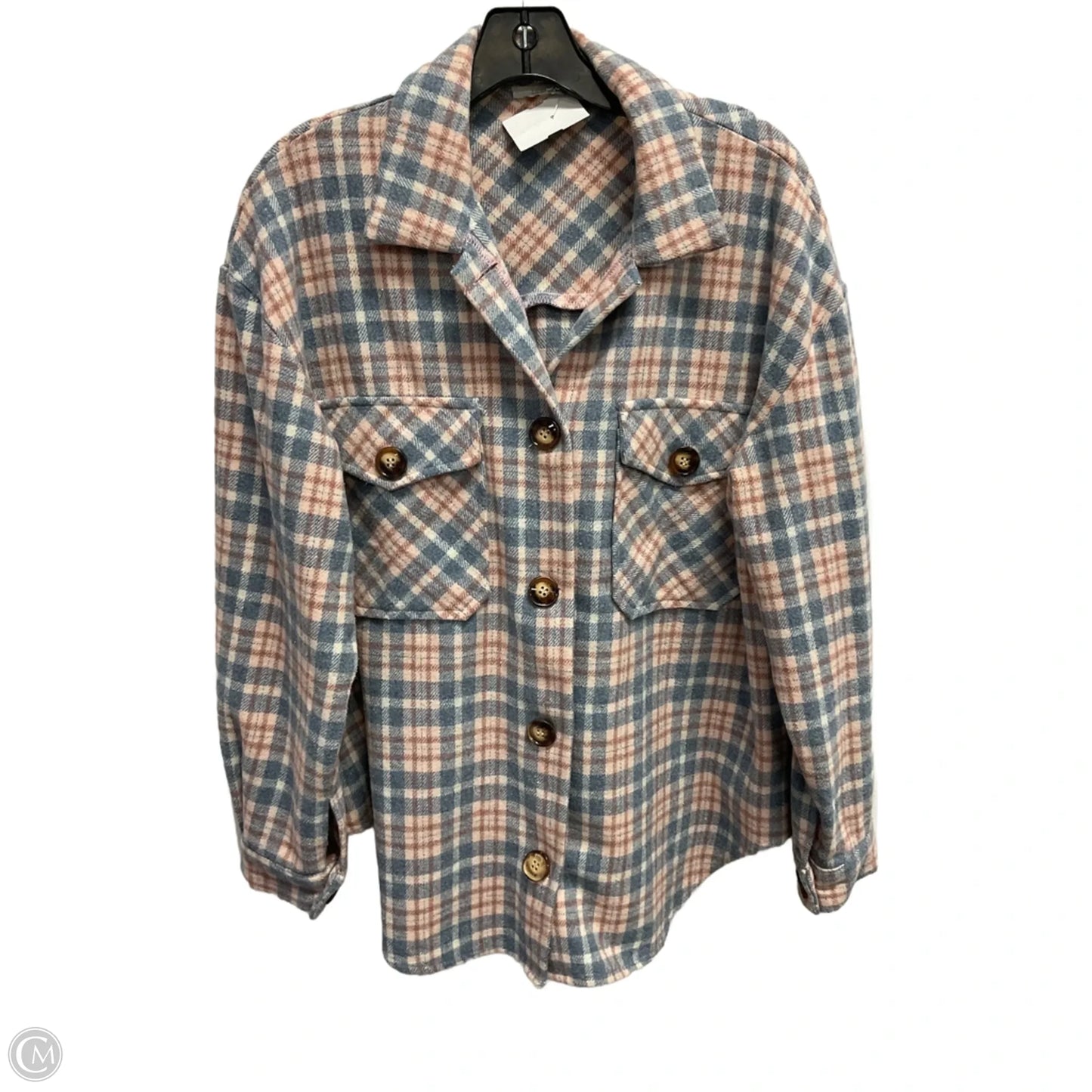 Jacket Shirt By Veveret In Plaid Pattern, Size: M