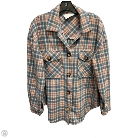 Jacket Shirt By Veveret In Plaid Pattern, Size: M