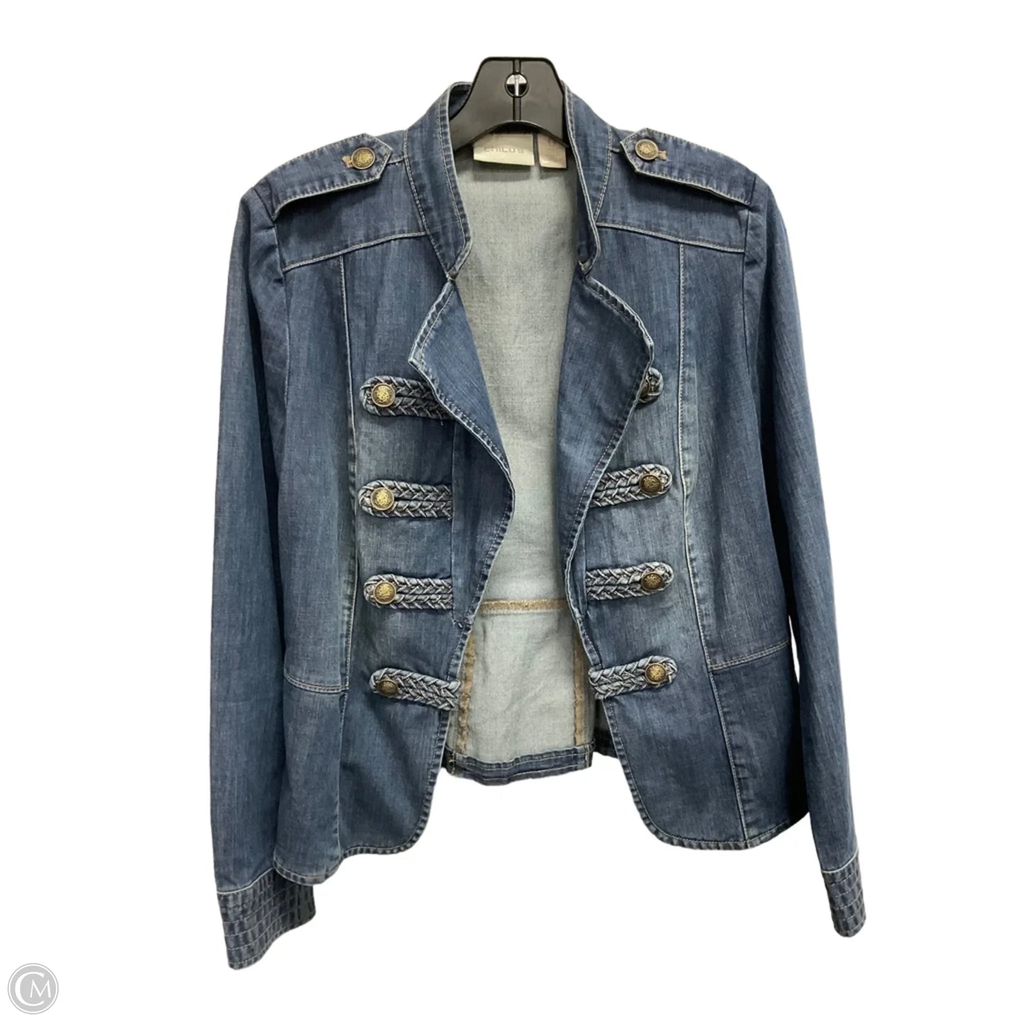 Jacket Denim By Chicos In Blue, Size: S