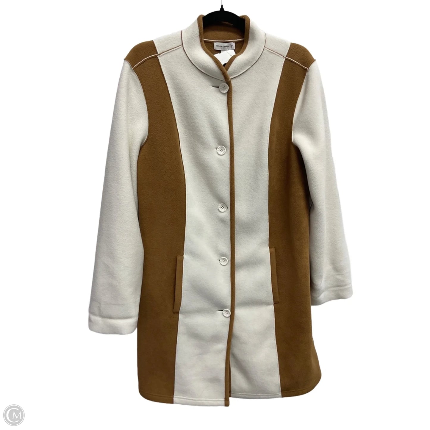 Jacket Fleece By Susan Graver In Brown & White, Size: S