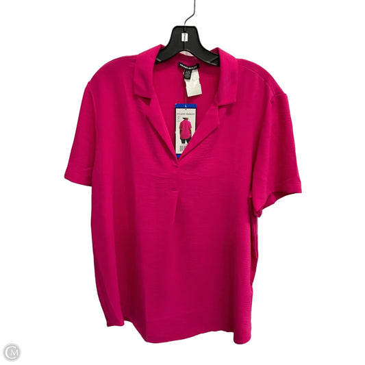 Top Short Sleeve By Hilary Radley In Pink, Size: L
