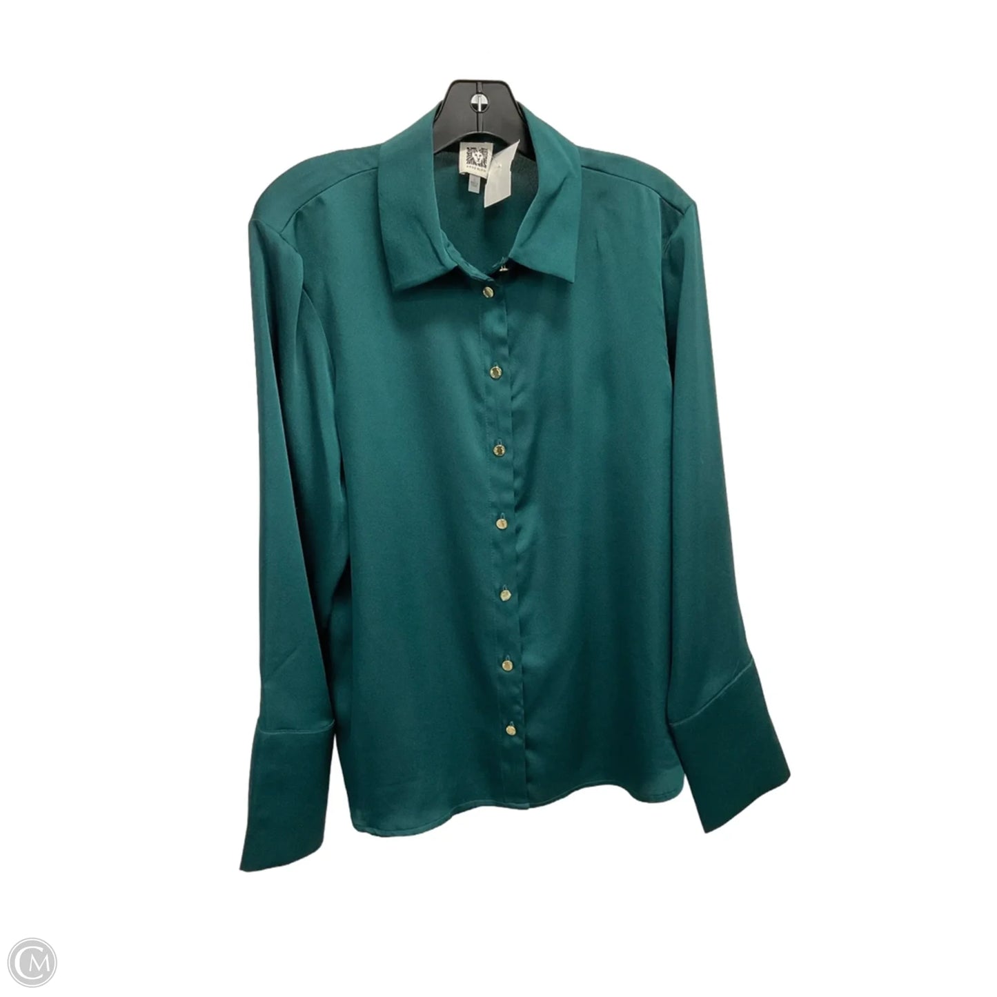 Blouse Long Sleeve By Anne Klein In Teal, Size: L
