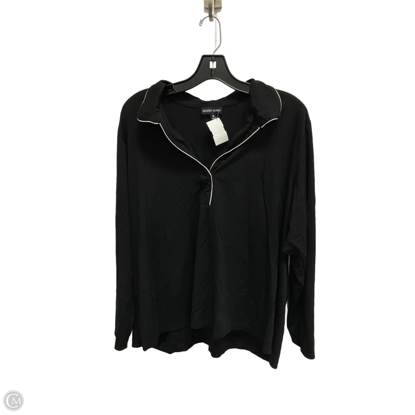 Top Long Sleeve By Modern Works In Black, Size: 1x