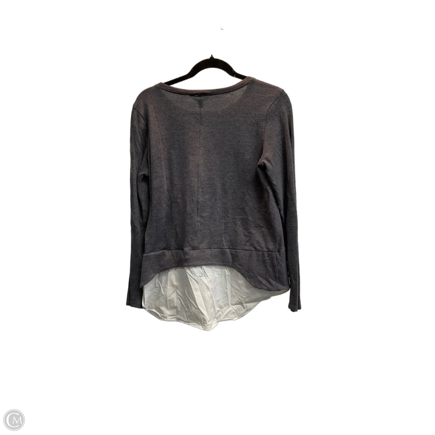 Top Long Sleeve By Simply Vera In Grey & White, Size: M