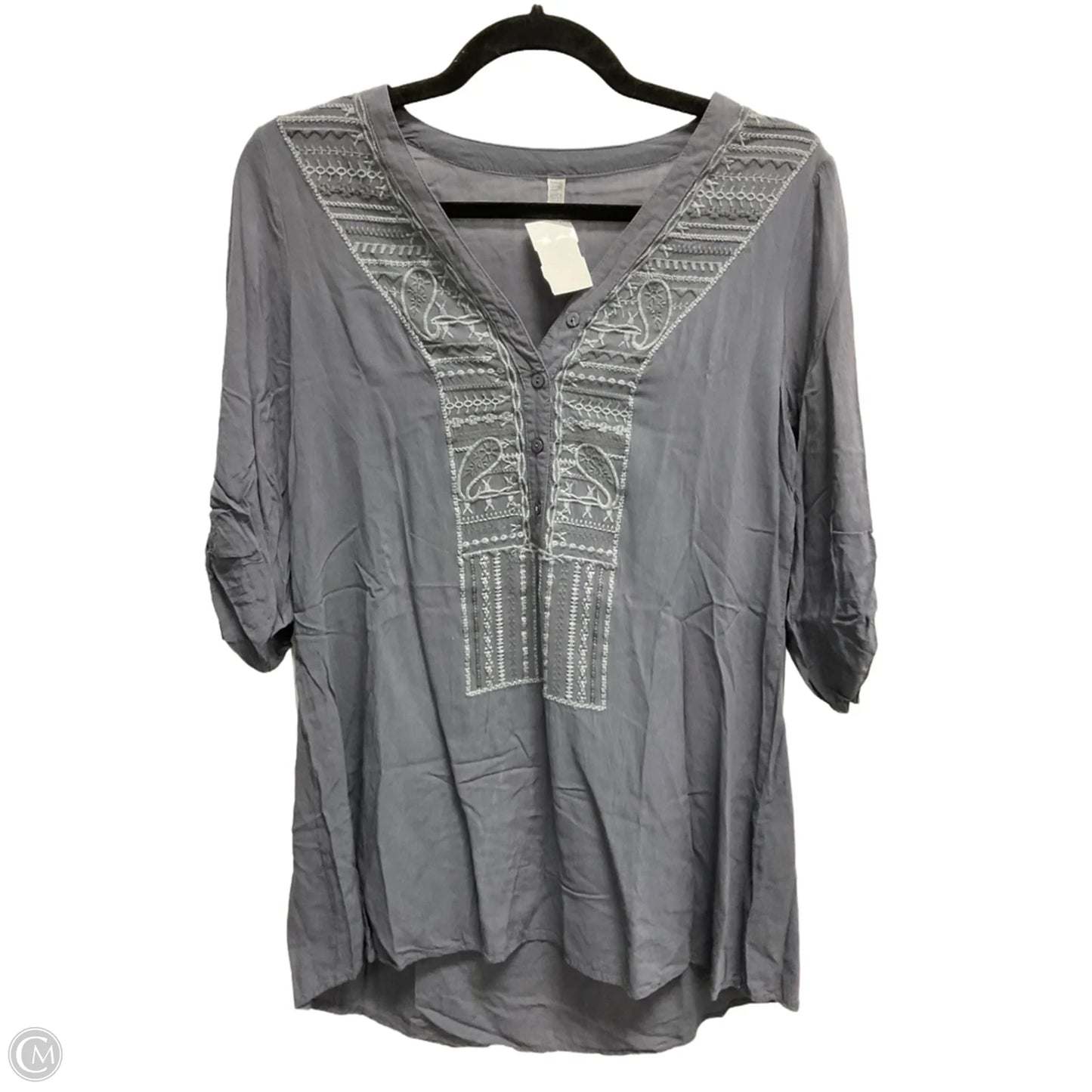 Tunic Long Sleeve By Clothes Mentor In Grey, Size: S
