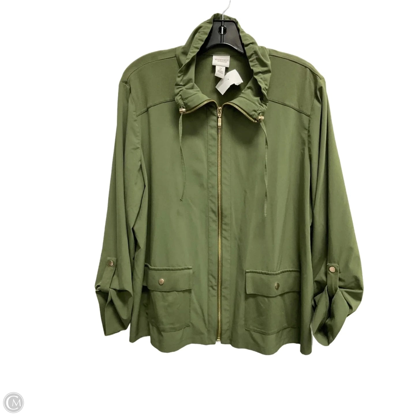 Jacket Utility By Chicos In Green, Size: L