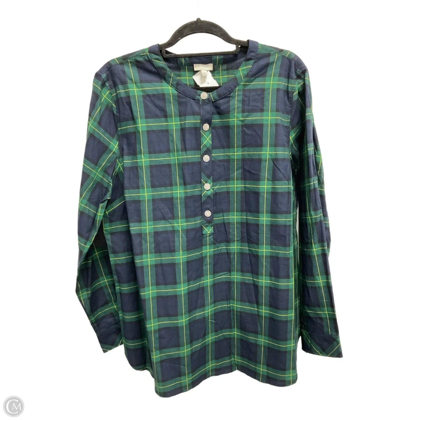 Blouse Long Sleeve By Talbots In Blue & Green, Size: Xl