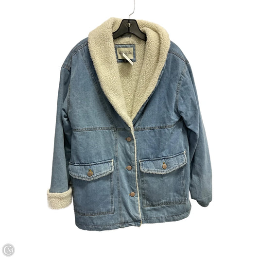 Coat Faux Fur & Sherpa By Clothes Mentor In Blue Denim, Size: M