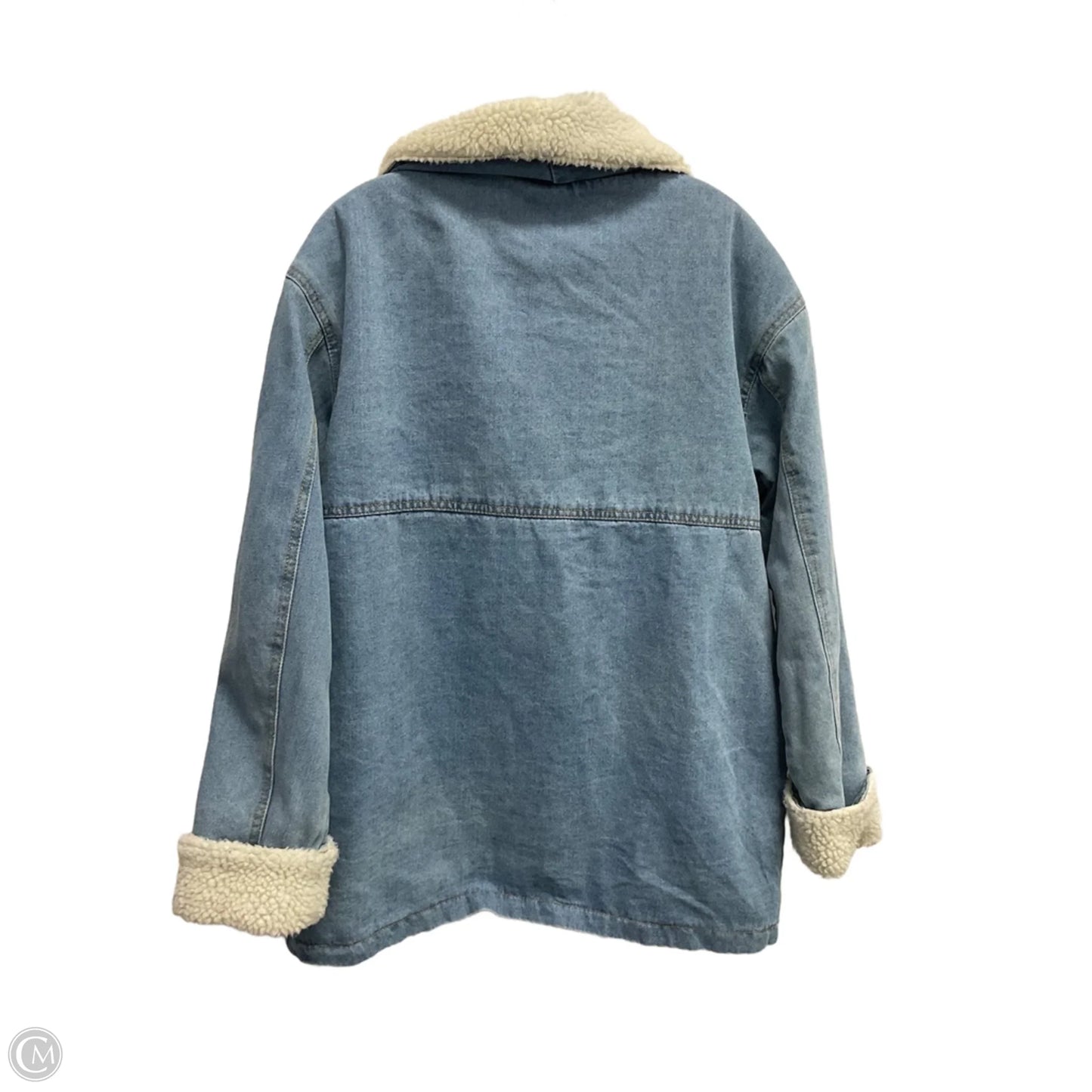 Coat Faux Fur & Sherpa By Clothes Mentor In Blue Denim, Size: M