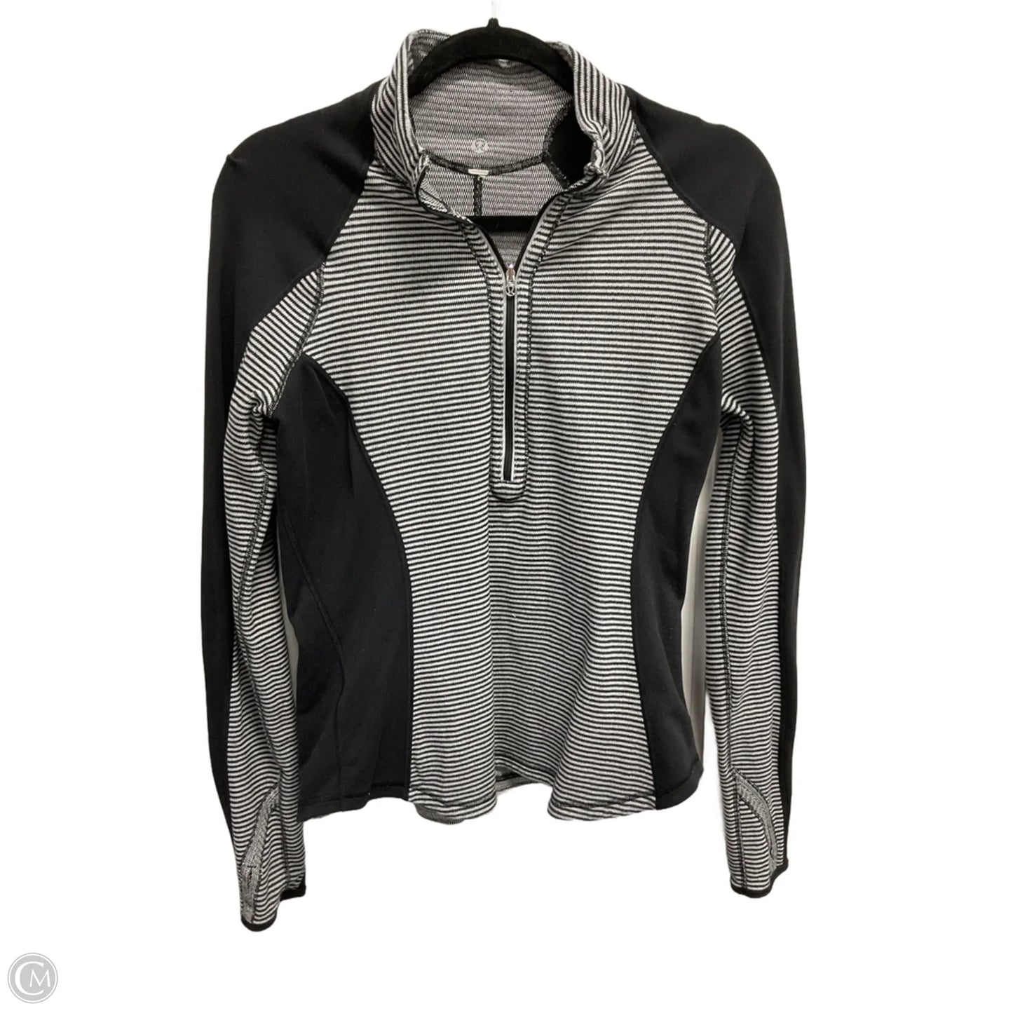 Athletic Top Long Sleeve Collar By Lululemon In Striped Pattern, Size: L