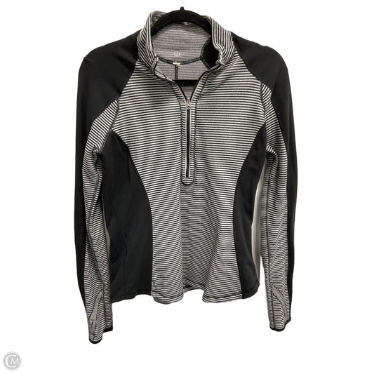 Athletic Top Long Sleeve Collar By Lululemon In Striped Pattern, Size: L