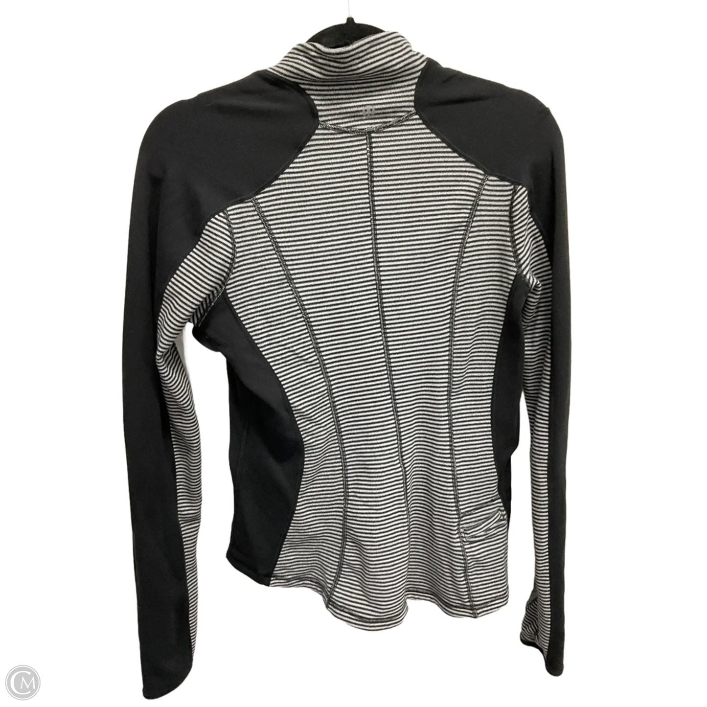 Athletic Top Long Sleeve Collar By Lululemon In Striped Pattern, Size: L