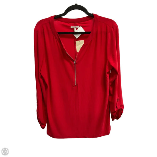 Blouse Long Sleeve By Ava James In Red, Size: L
