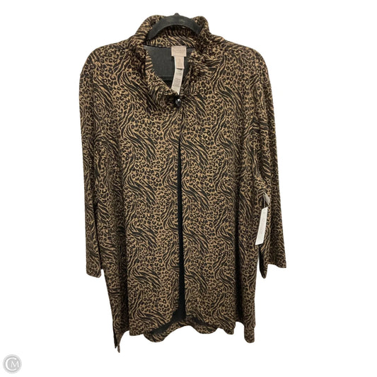 Jacket Shirt By Easywear By Chicos In Animal Print, Size: Xl