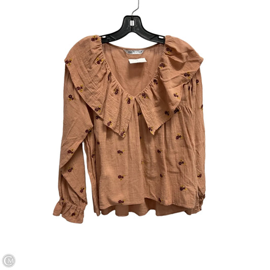 Top Long Sleeve By Zara In Floral Print, Size: S