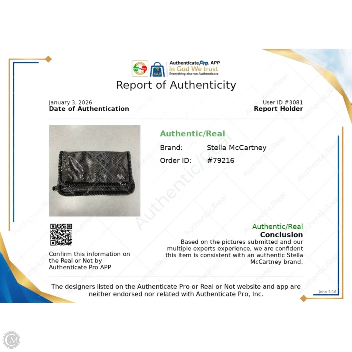 Clutch Luxury Designer By Stella Mccartney, Size: Large