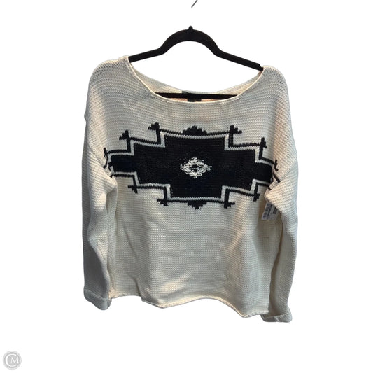 Sweater By Lauren By Ralph Lauren In Black & Cream, Size: L